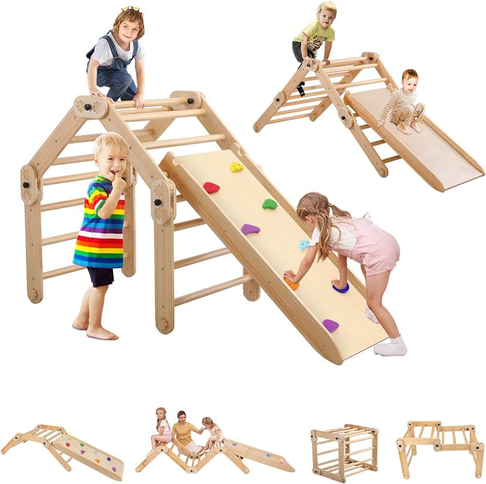 Dripex Pikler Triangle Climber Set, X-Large Climbing Triangle with Reversible Ramp and More Than ... | Amazon (US)