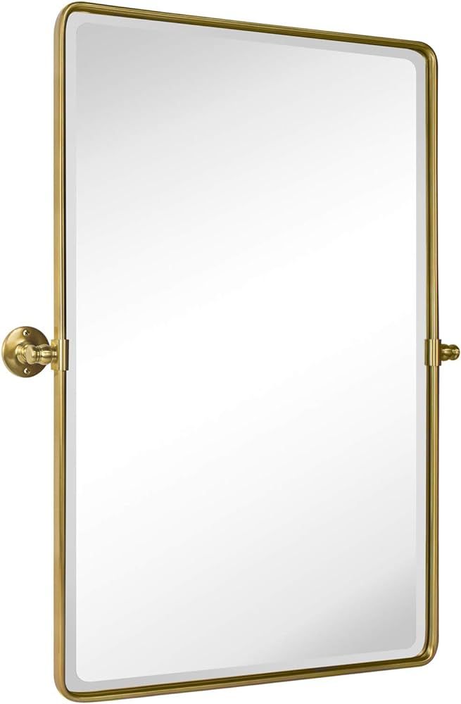 TEHOME 27 x 35'' Gold Pivot Mirror Brushed Champagne Gold Tilt Rectangle Bathroom Mirror Tilting ... | Amazon (US)