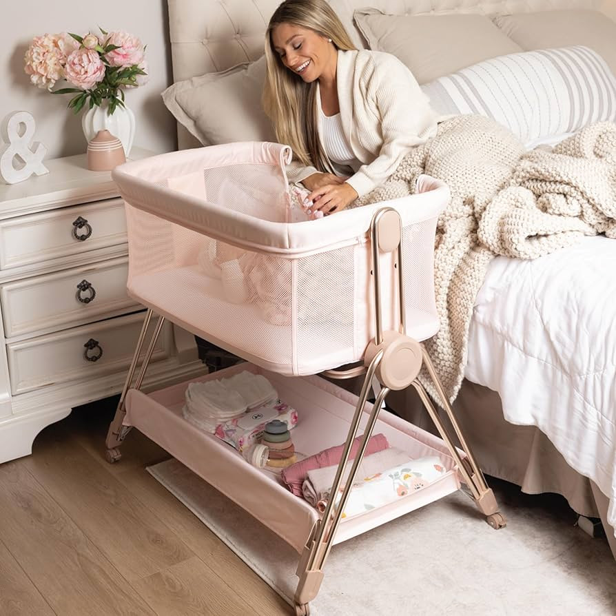 Baby Bedside Sleeper - Bassinet & Bedside Crib with Height Adjustment & Wheels - Can Be Placed Ne... | Amazon (US)