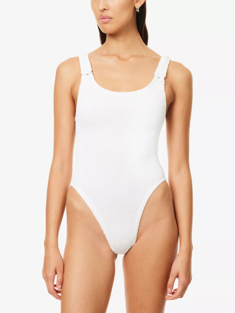 Domino Pearly-Hoops Seersucker Swimsuit | Selfridges