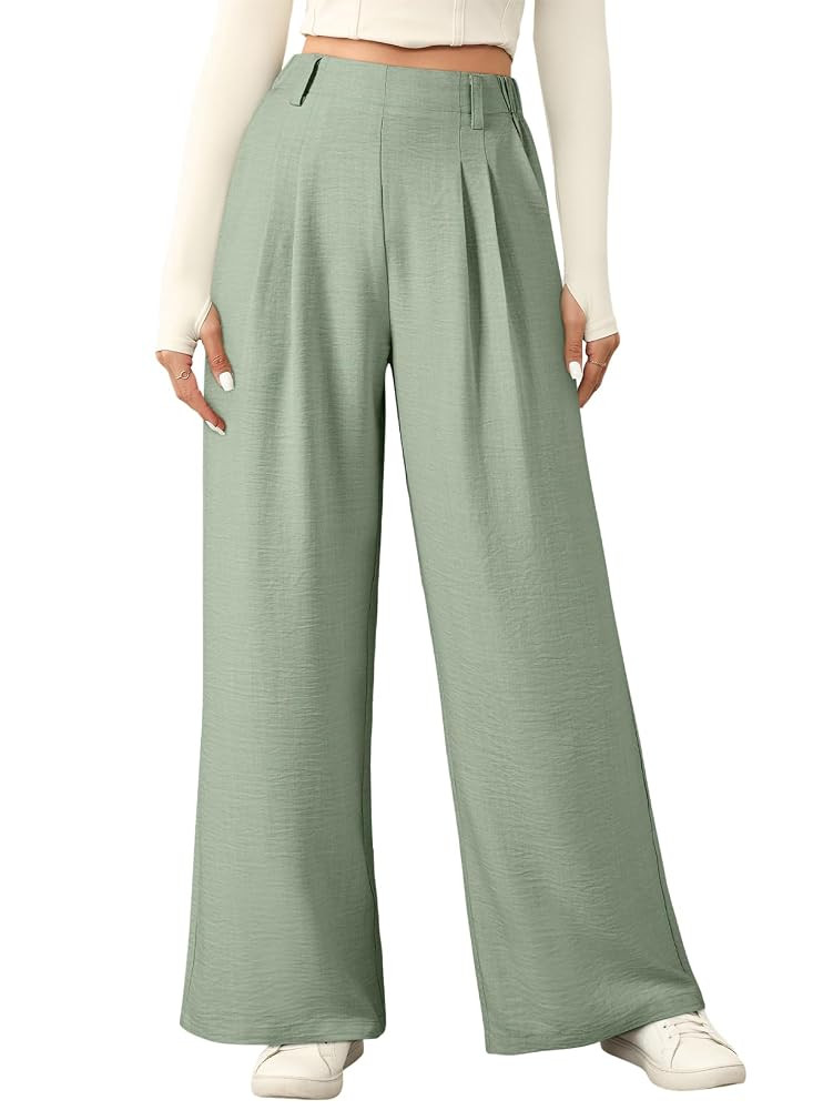 EVALESS Women's Wide Leg Pants High Waisted Business Work Casual Trousers 2025 Summer Comfy Palaz... | Amazon (US)