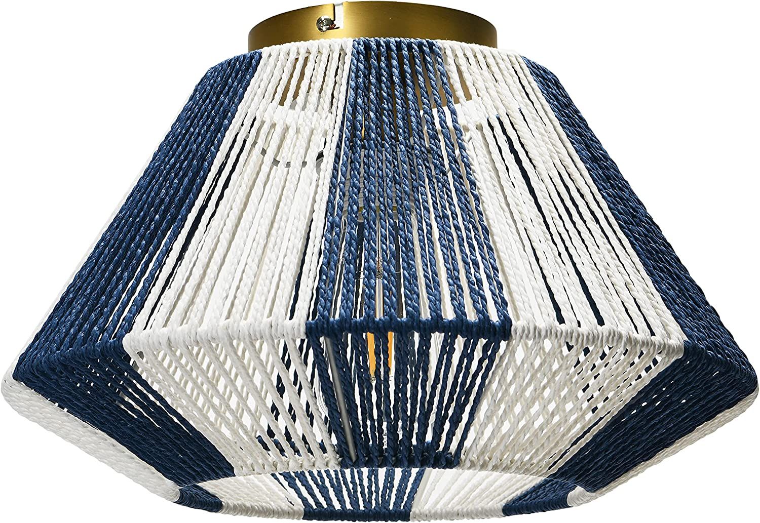 Creative Co-Op EC1262 Mount Ceiling Woven Paper Rope Shade, Navy and White Semi-Flush Light | Amazon (US)