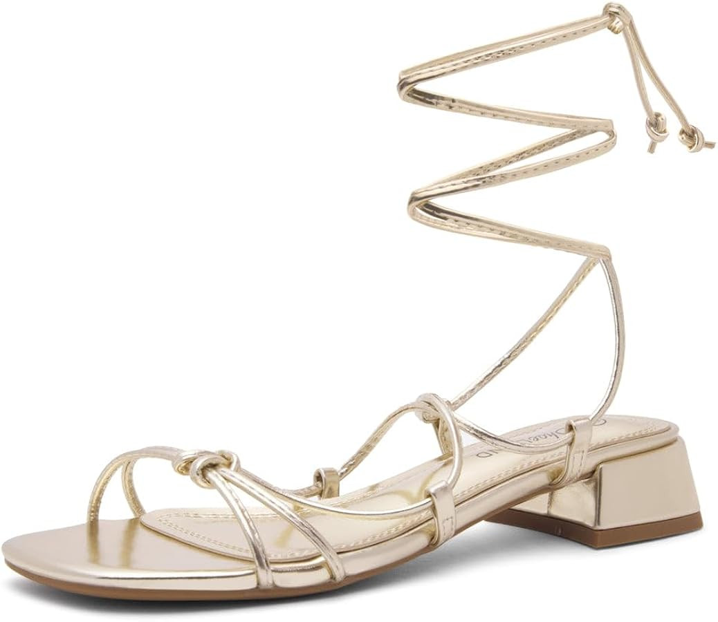 Shoe Land Womens SL-Danica Lace Up Chunky Low Heeled Sandals Strappy Straps Ankle Wrap Heels Squa... | Amazon (US)