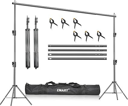 EMART Heavy Duty Backdrop Stand, 8.5 x 10ft Adjustable Photo Background Support System Kit with C... | Amazon (US)