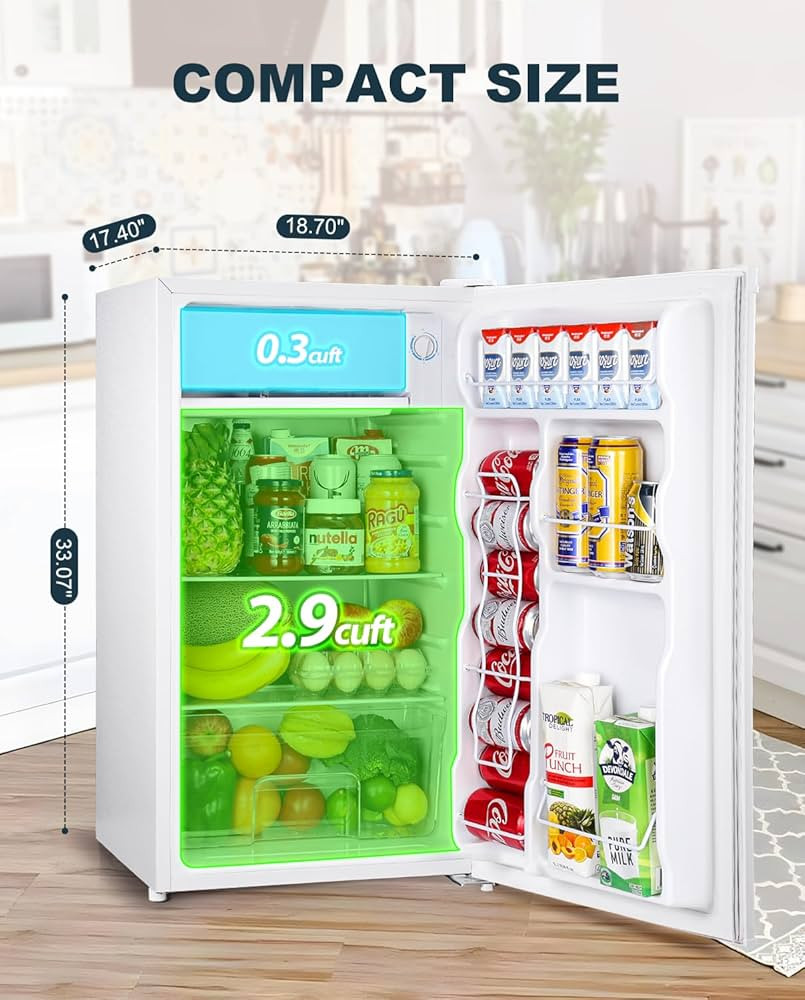 Upstreman 3.2 Cu.Ft Mini Fridge with Freezer, Single Door Mini Fridge, Adjustable Thermostat, Mini Refrigerator for Dorm, Office, Bedroom, White-BR321 | Amazon (US)