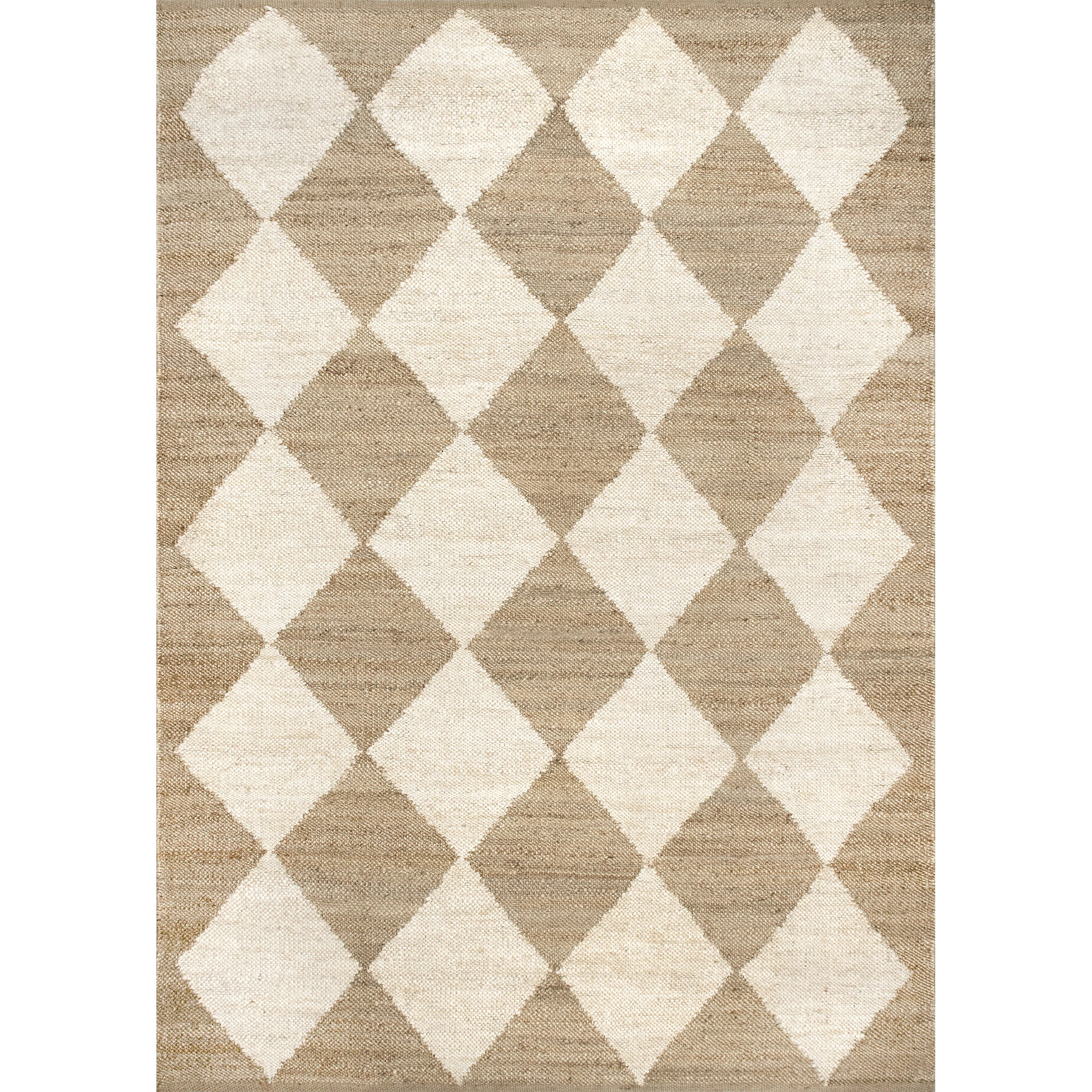 Godelinde Diamond Checkerboard Jute Natural Area Rug | Wayfair North America