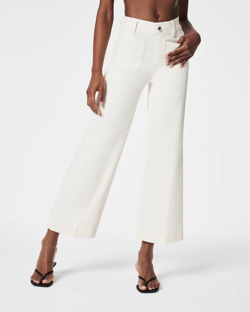 Cropped Wide-Leg Jeans, White | Spanx