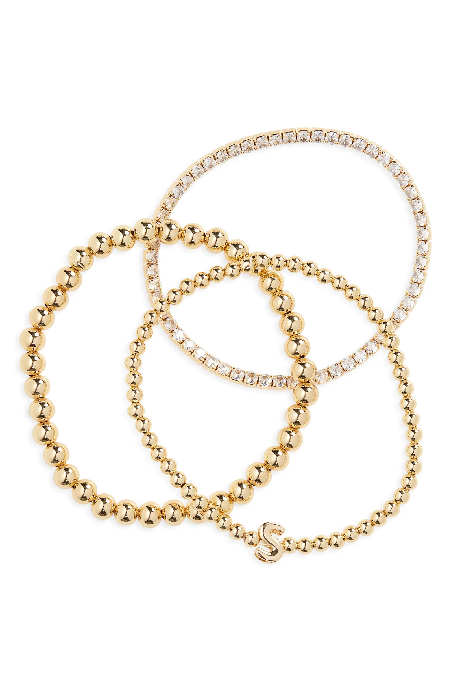 Leith 3-Pack Initial Bead Bracelet | Nordstromrack | Nordstrom Rack