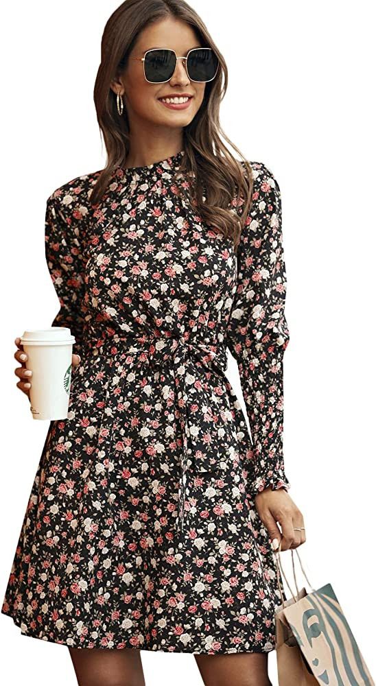 Floerns Women's Black Floral Dress Pink Floral Dress Amazon Spring Wedding Guest Dress Amazon | Amazon (US)