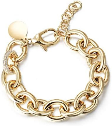 14K Gold Plated Link Chain Bracelets for Women, Dainty Silver Beaded Stackable Bracelet, Trendy C... | Amazon (US)