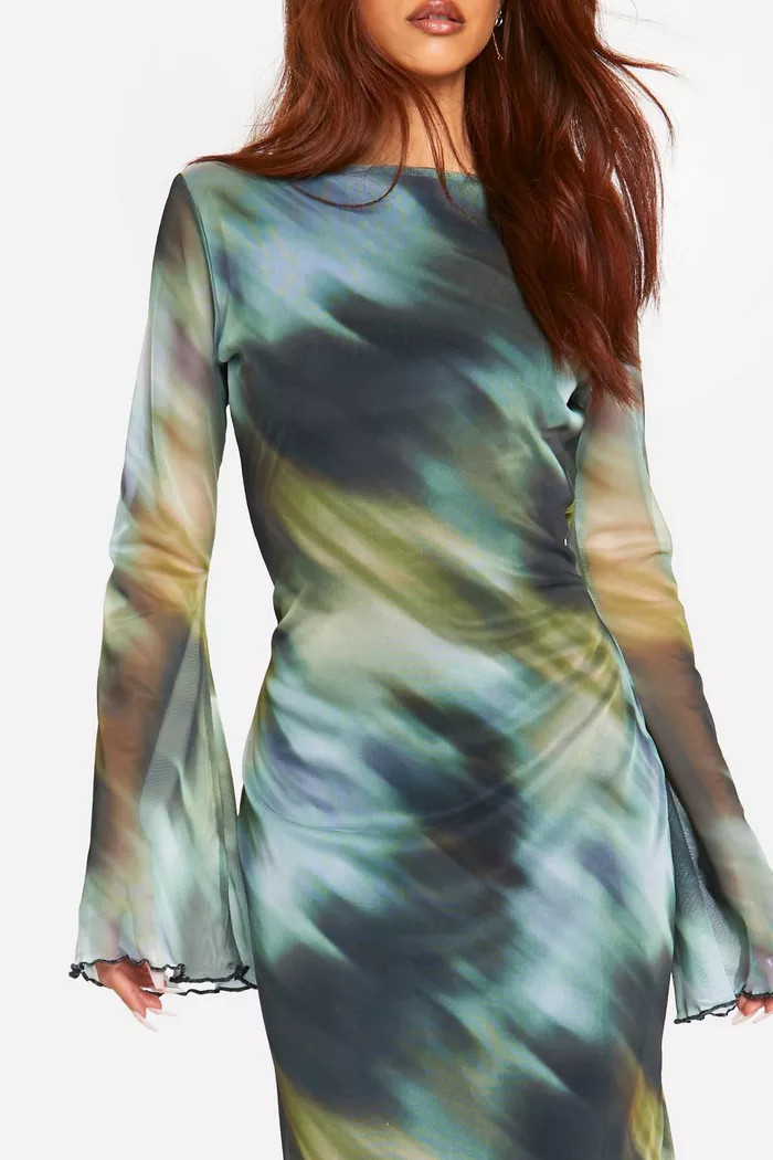 Blur Print Scoop Back Maxi Dress | Boohoo.com (UK & IE)