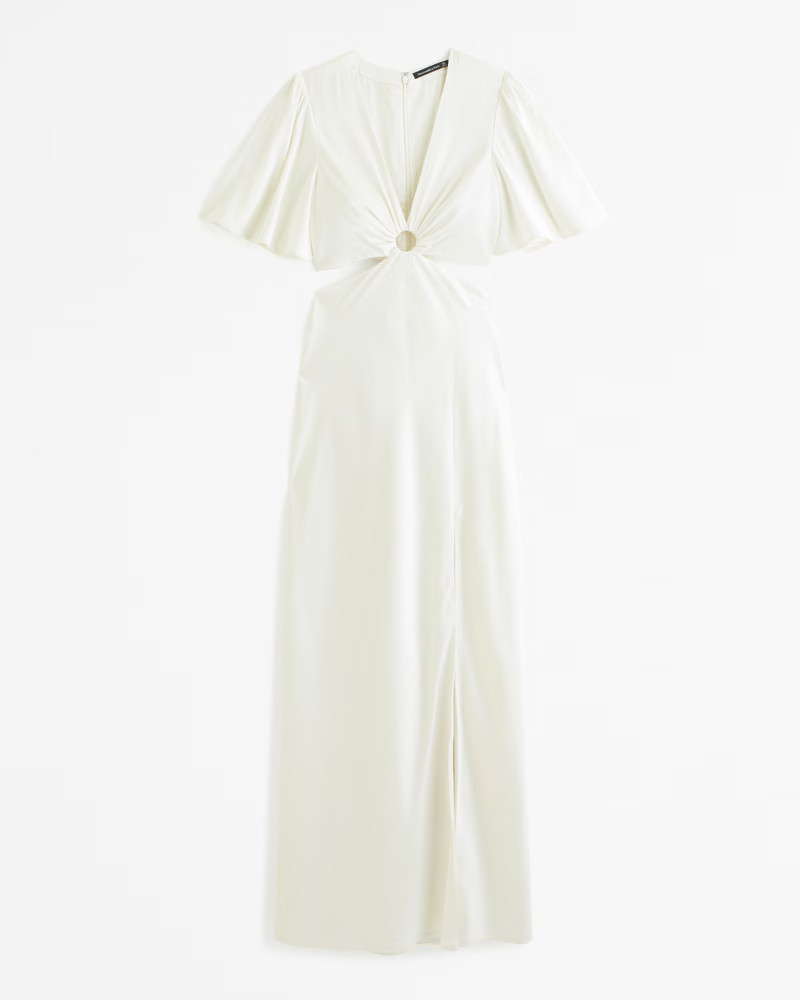 Women's Angel Sleeve O-Ring Cutout Maxi Dress | Women's 20% Off Select Styles | Abercrombie.com | Abercrombie & Fitch (US)