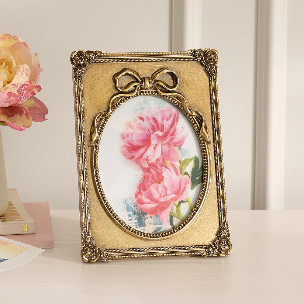 LoveShackFancy Gold Bow Rectangle Frame (5"x7") | Pottery Barn Teen