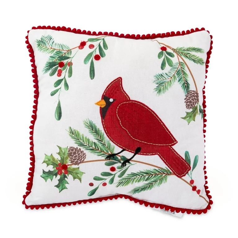 Holiday Time Red Cardinal Christmas Decorative Pillow, 14"x14" Square - Walmart.com | Walmart (US)