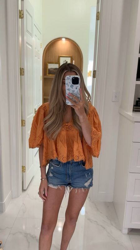 help me decide to keep or return! I love how easy this top is to throw on with denim shorts or jeans for a cute, casual summer look. it also comes in white, which is so cute! (wearing size XS) 

free people, summer top, eyelet top, denim shorts, summer outfit, casual outfit 

#LTKSeasonal #LTKstyletip