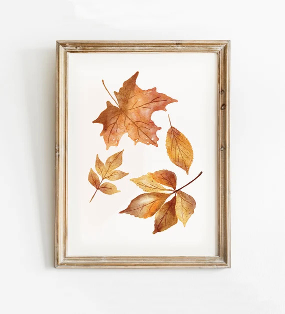 Watercolour Falling Leaves Fall Print Fall Printable Art - Etsy | Etsy (US)