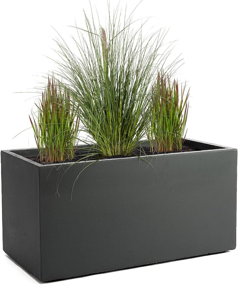 Pflanzwerk® Pflanzkübel TUB Anthrazit 30x60x30cm XXL – Rechteckig – Großer Fiberglas Blume... | Amazon (DE)