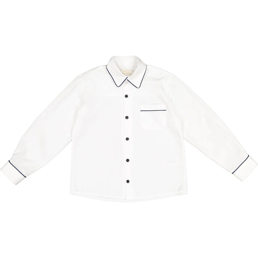 Sal and Pimenta Navy Velvet Boys Shirt | JoJo Mommy