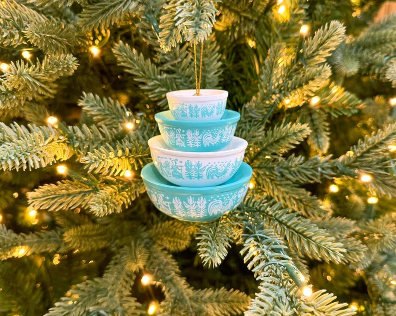 Miniature Pyrex Bowl Stack Ornament - Etsy | Etsy (US)
