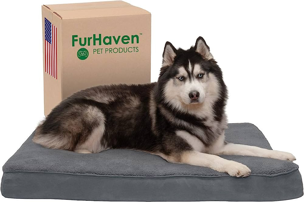Furhaven XL Orthopedic Dog Bed Terry & Suede Mattress w/ Removable Washable Cover - Gray, Jumbo (... | Amazon (US)