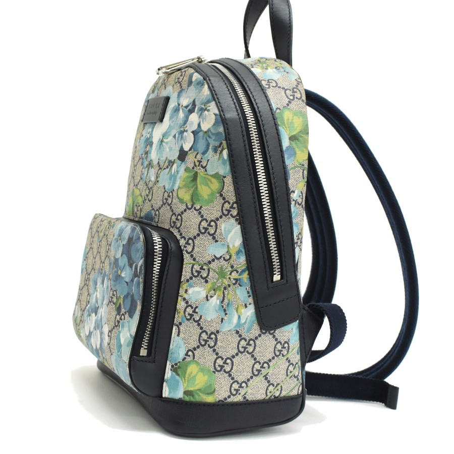 GUCCI GG Supreme Blooms Day Backpack  Navy Blue Leather | eBay US