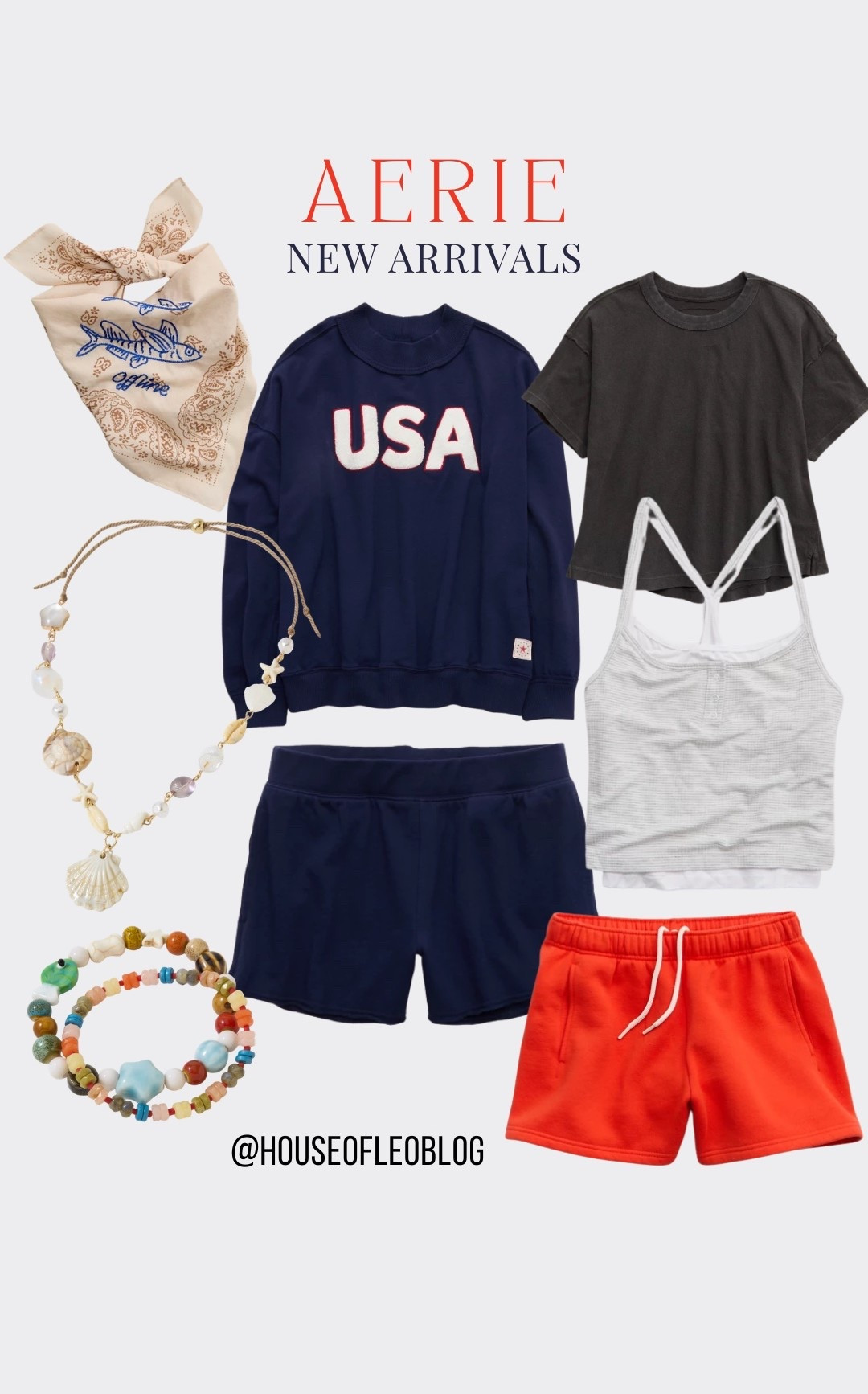 Aerie, USA sweater, 4th of July outfit, shell necklace

#LTKSaleAlert