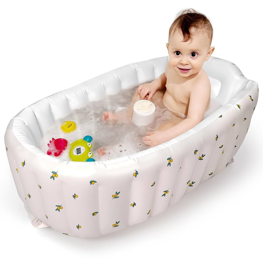 Mink Inflatable Baby Bathtub with Built-in Air Pump, Newborn to Toddler Bath Tub,Portable Travel ... | Amazon (US)