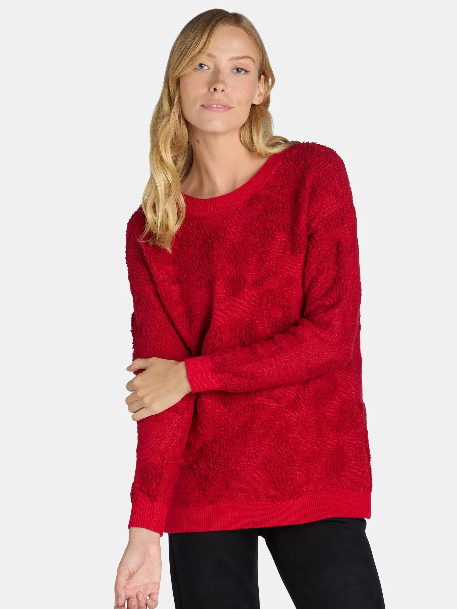 The Pioneer Woman Boat Neck Jacquard Pullover Sweater with Long Sleeves, Women's, Sizes XS-3X | Walmart (US)
