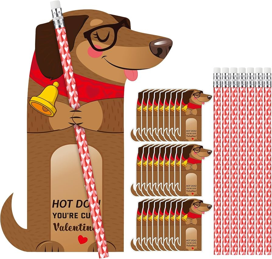 Dunzoom 36 Sets Dachshund Dog Valentine's Day Exchange Gifts for Kids Punny Dachshund Valentines ... | Amazon (US)