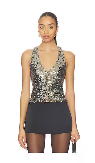 x REVOLVE Faye Shine Vest in Gunmetal | Revolve Clothing (Global)