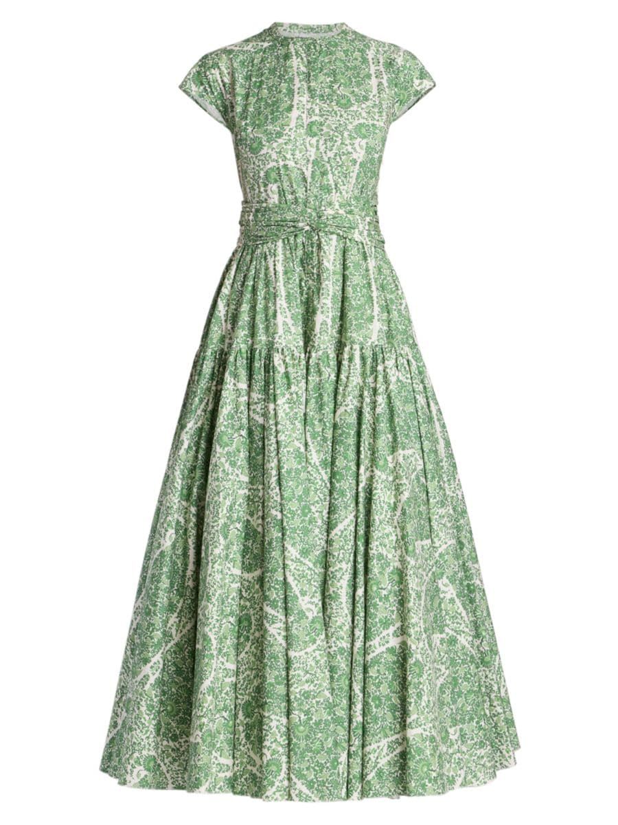 Floral Cotton A-Line Midi-Dress | Saks Fifth Avenue