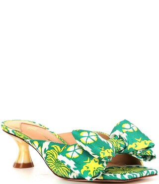 Alora Royal Palm Print Bow Sandals | Dillard's