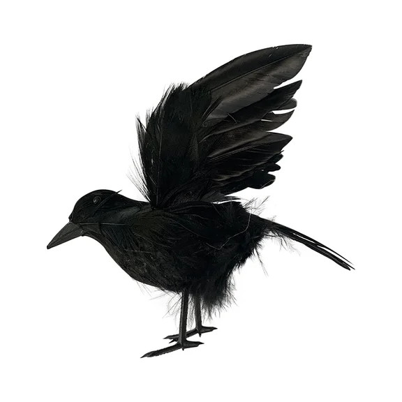 Susenc 6 Pcs Halloween Black Crows Feathered Crows Realistic Looking Ravens Large Handmade Black ... | Walmart (US)