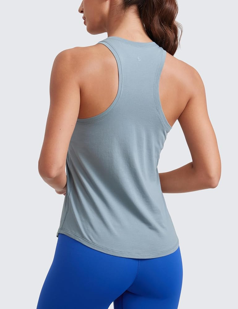CRZ YOGA Pima Cotton Racerback Tank Tops for Women - Workout Athletic Casual Soft Scoop Neck Slee... | Amazon (US)