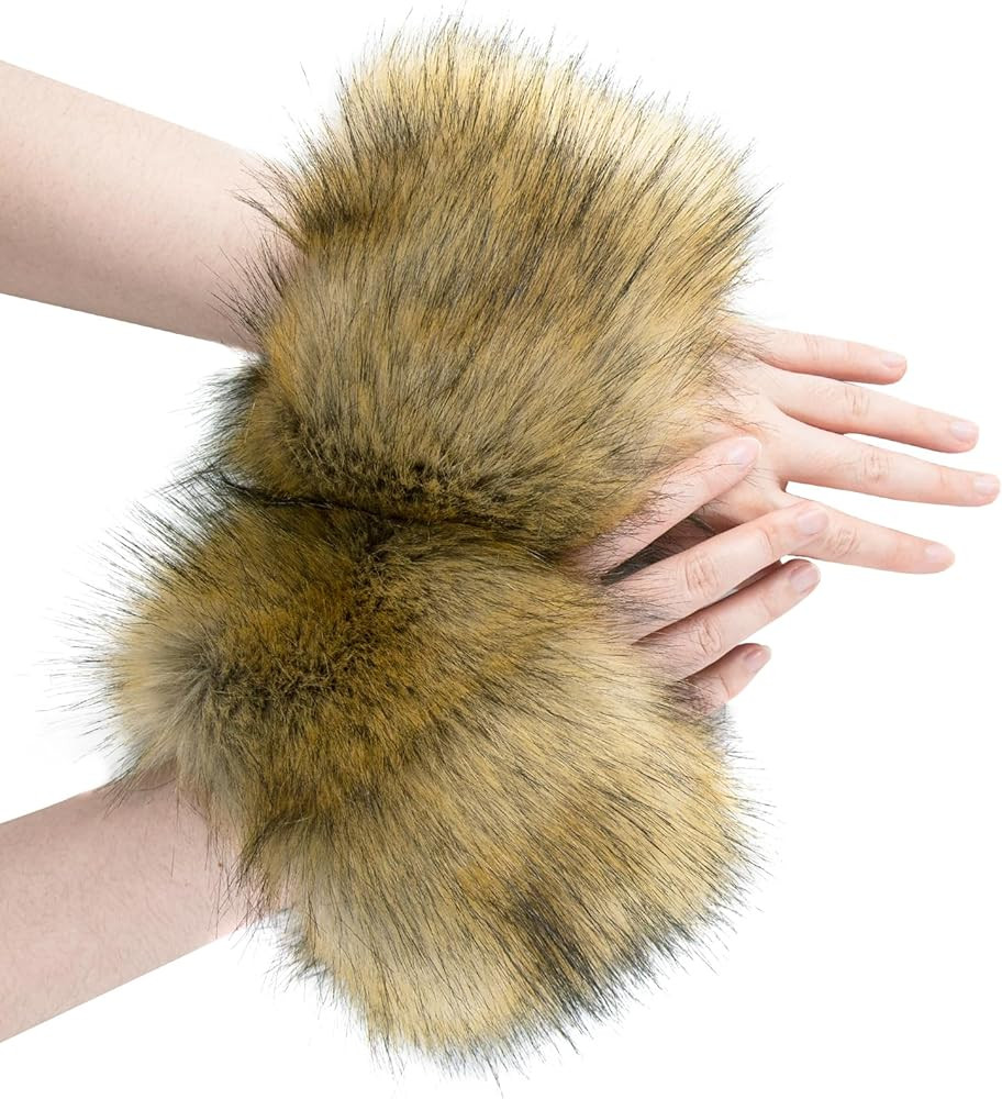 Women Faux Fur Wrist Cuffs Winter Short Fuzzy Arm Warmers Plush Fluffy Wristbands and Ankle Warme... | Amazon (US)