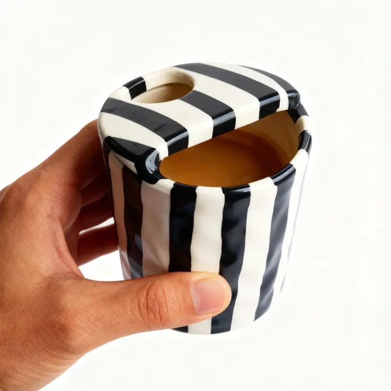 Handmade Striped Ceramic Mug, Pottery Travel Mug,  Custom Design Personalization Coffee Cup, To G... | Etsy (US)