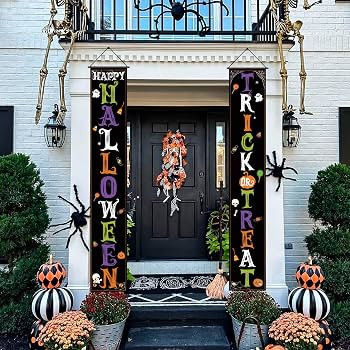 OHOME Halloween Decorations - Trick or Treat Porch Banner for Indoor Outdoor Outside | Halloween ... | Amazon (US)