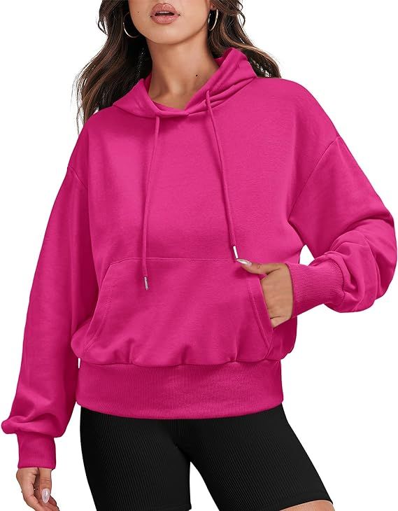 BTFBM Women's Casual Long Sleeve Hoodies Pullover Fall Winter 2023 Fashion Drawstring Cropped Swe... | Amazon (US)