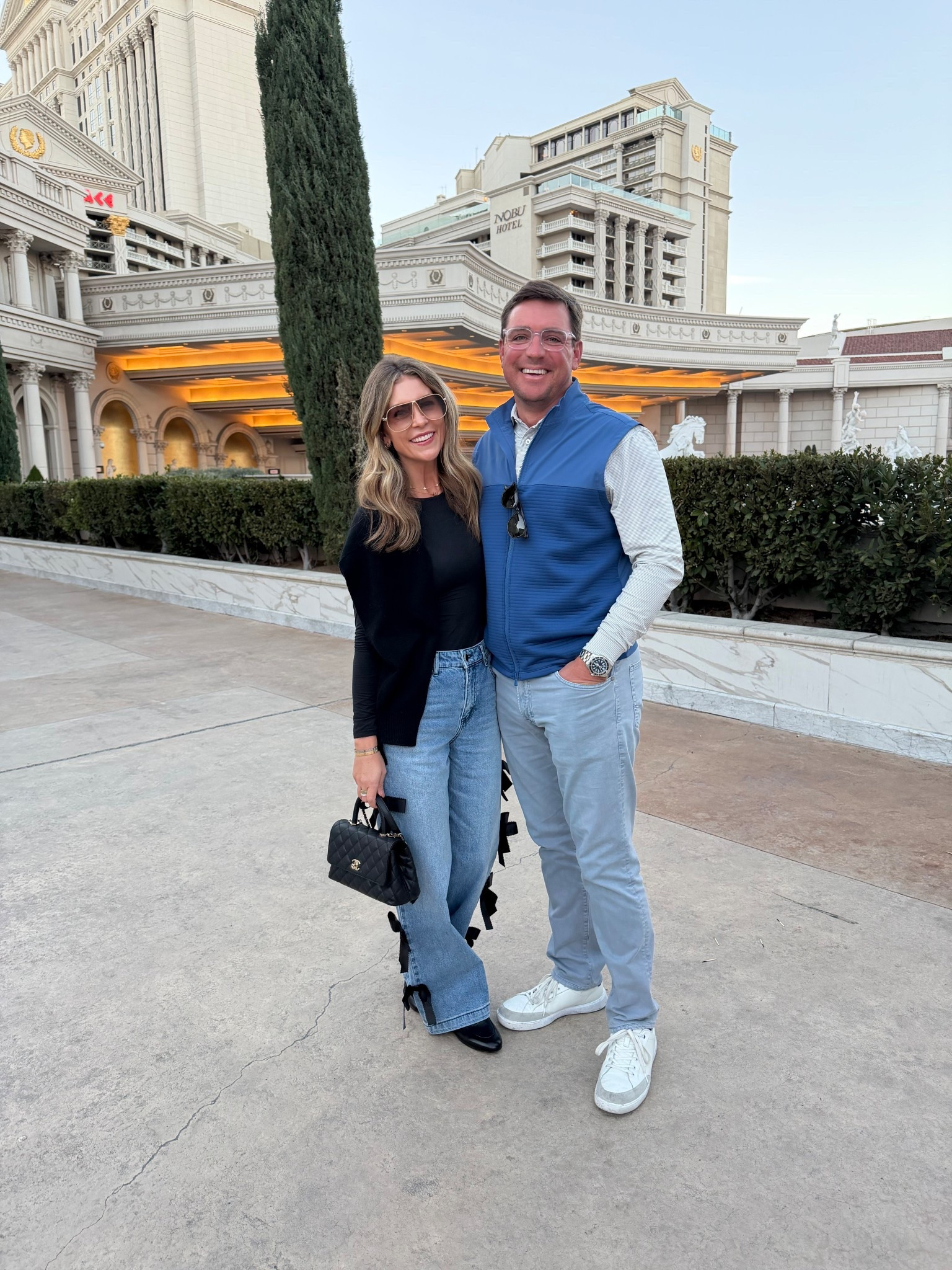  Vegas day time outfit!! 
Loving these fun bow jeans. Size 25/0
Amazon bodysuit
Aritzia sweater 
Gucci loafers
Miu miu sunglasses 

#LTKTravel #LTKPetite #LTKootd