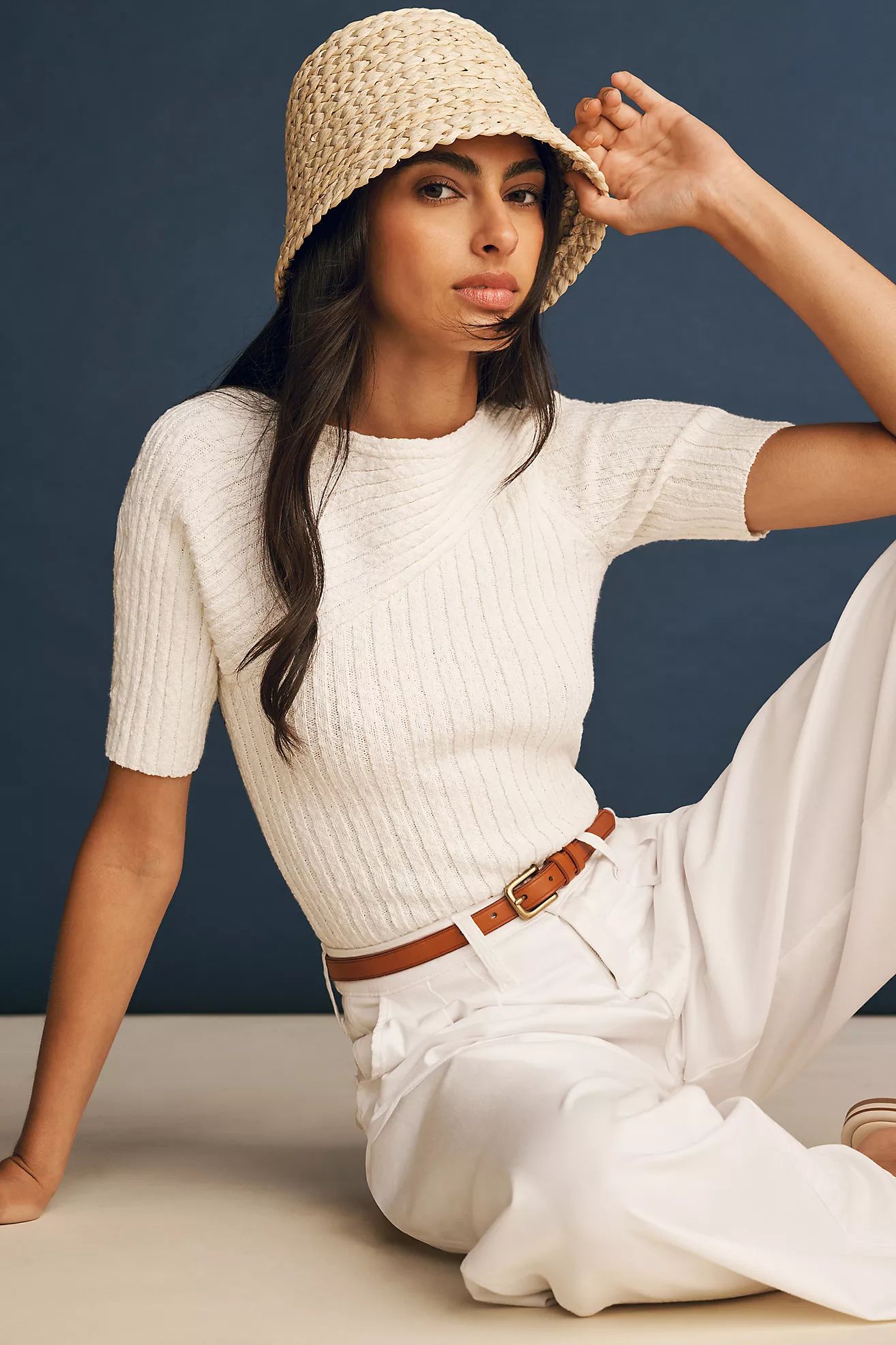Maeve Ribbed Sweater Tee | Anthropologie (US)