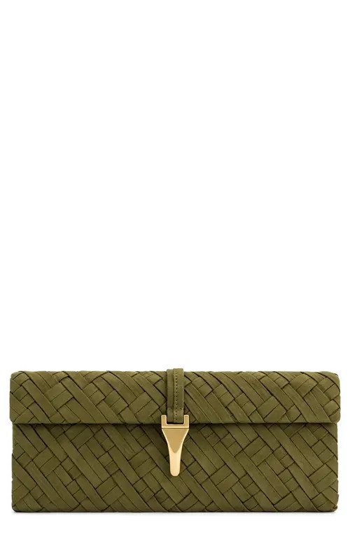 JW PEI Zaria Woven Clutch in Dark Olive at Nordstrom | Nordstrom