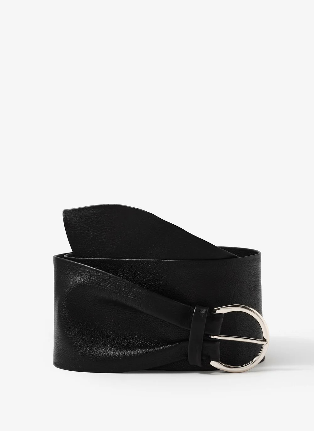 Black Leather Soft Wide Waist Belt | Mint Velvet