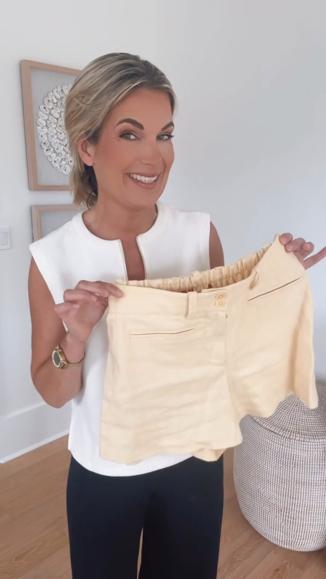 Wearing size small in these yellow linen blend shorts. The inseam is perfect for me as a mid 40’s mom. Use my new customer discount code RACHELXSPANX for 15% off.  Small tops.

#LTKTall #LTKSaleAlert #LTKOver40