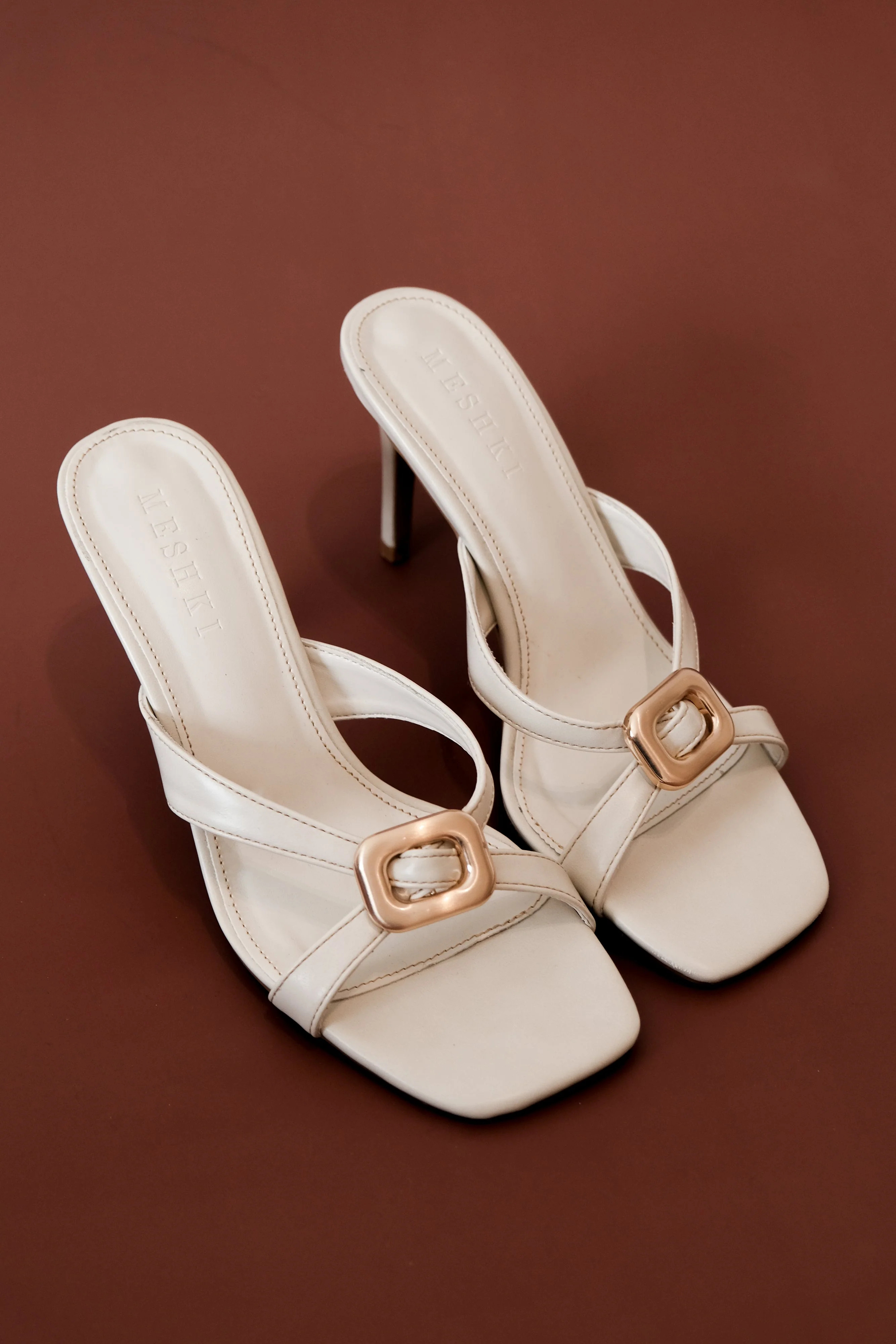 Jodie High Heel With Hardware - Ivory | MESHKI US