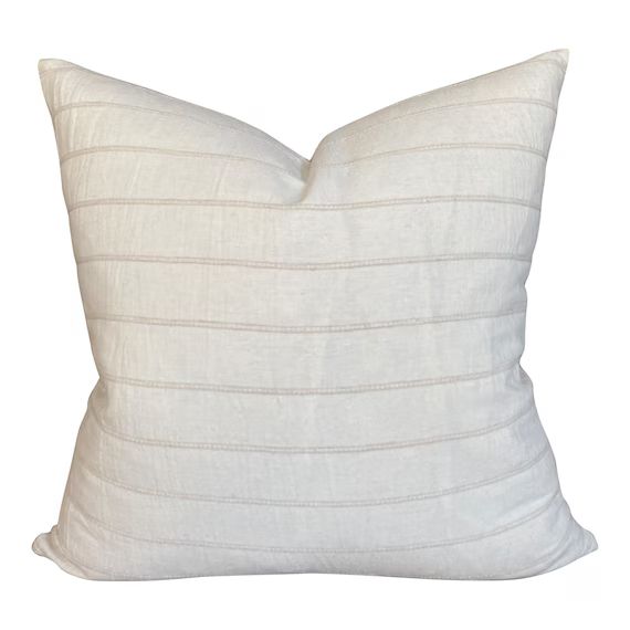 Chiangmai Native Cotton Cream Stripe Pillow Cover // Cream White Neutral Pillow  // Modern Farmho... | Etsy (US)