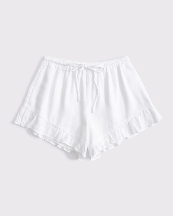 Linen-Blend Ruffle Pull-On Short | Abercrombie & Fitch (US)