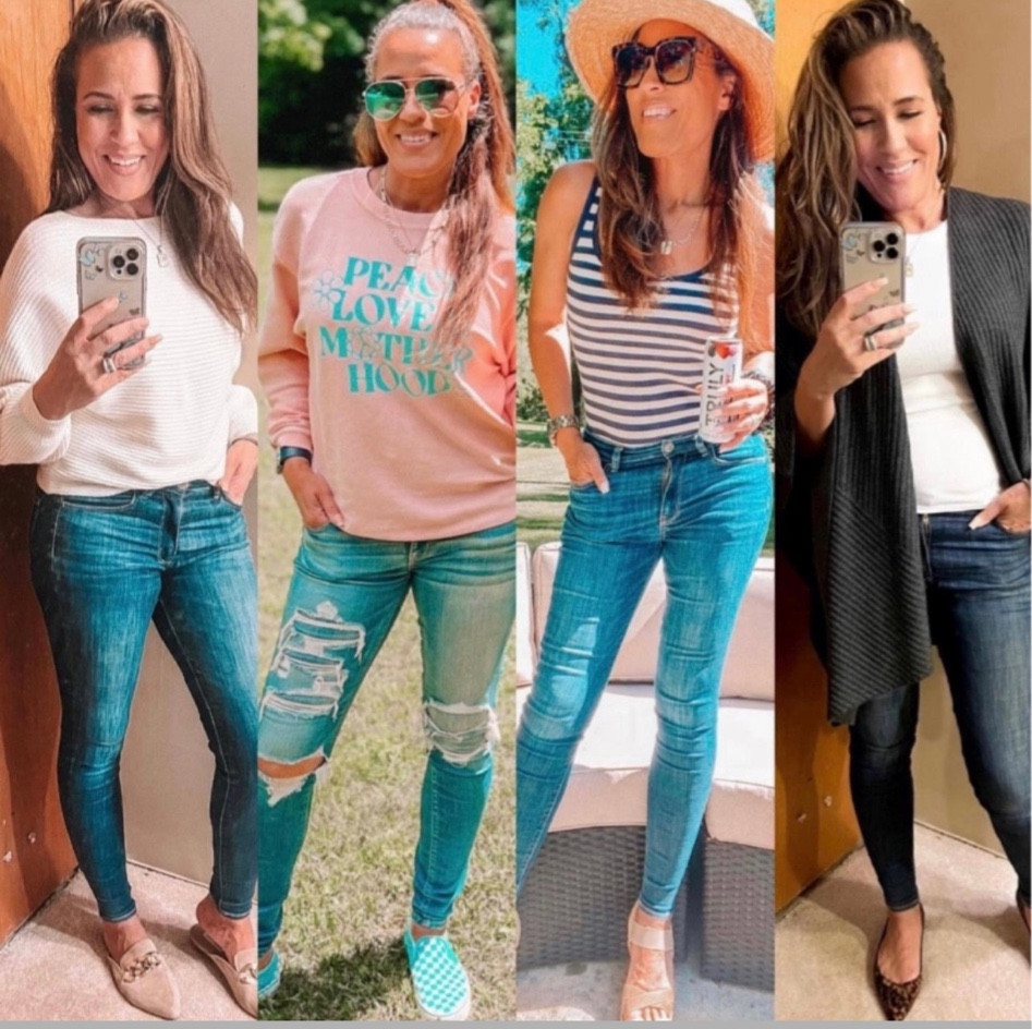 American Eagle Sale, LTK Fall Sale 9/26-9/29, use code FALL20LTK for 20% off during checkout, my favorite most comfortable stretchy skinny jeans are from American Eagle, casual look, casual outfit, mom style, Fall outfit, weekend outfit, Linked my jeans and other styles on sale right now, #LaidbackLuxeLife

Jeans: 8 Long

Follow me for more fashion finds, beauty faves, lifestyle, home decor, sales and more! So glad you’re here!! XO, Karma

#LTKFallSale #LTKSaleAlert #LTKStyleTip