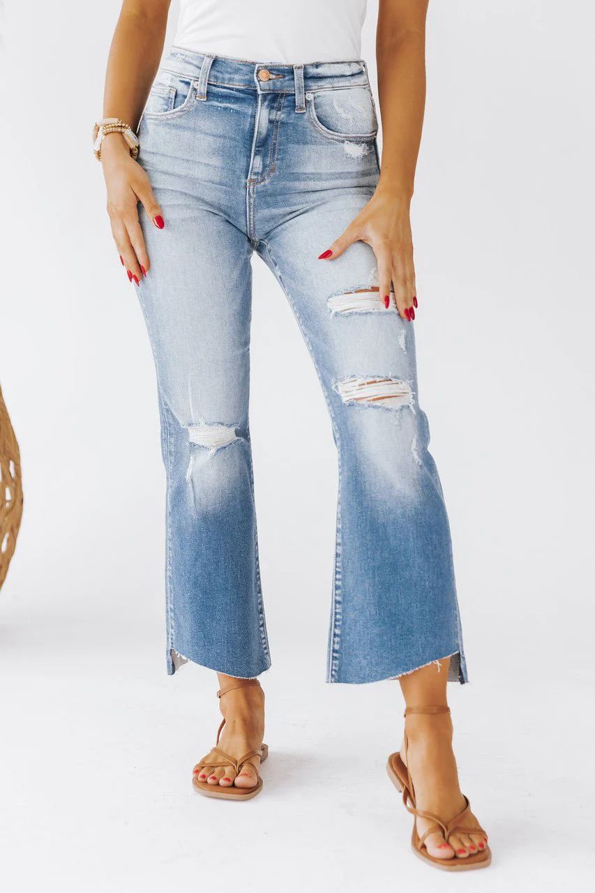Medium Light High Rise Kick Flare Jeans | Magnolia Boutique | Magnolia Boutique