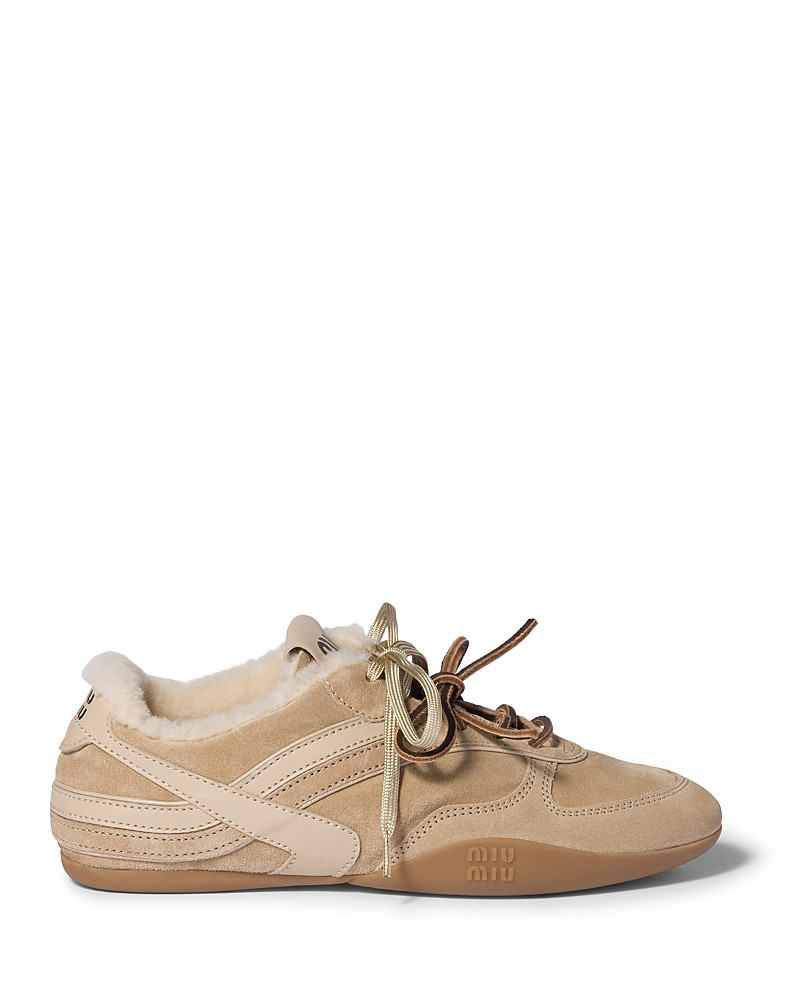 Miu Miu Women's Shearling Lined Low Top Sneakers | Bloomingdale's (US)