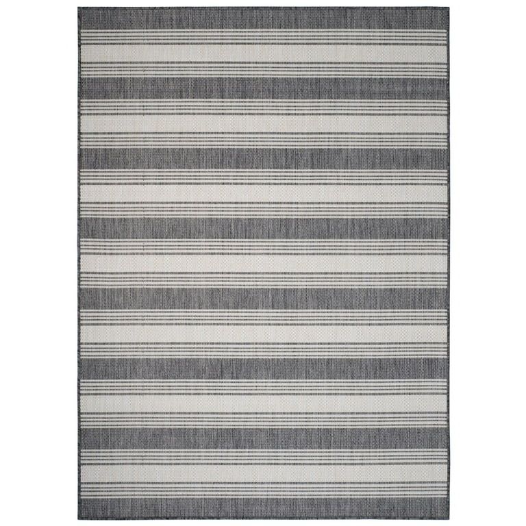 3' x 5' Gray and Cream Striped Rectangular Outdoor Area Throw Rug | Walmart (US)